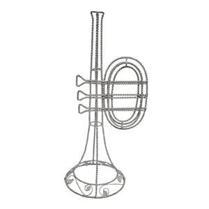 Decorative Vtg Silver Twisted Wire w/Sparkle and Bead Accent Trumpet Sculpture